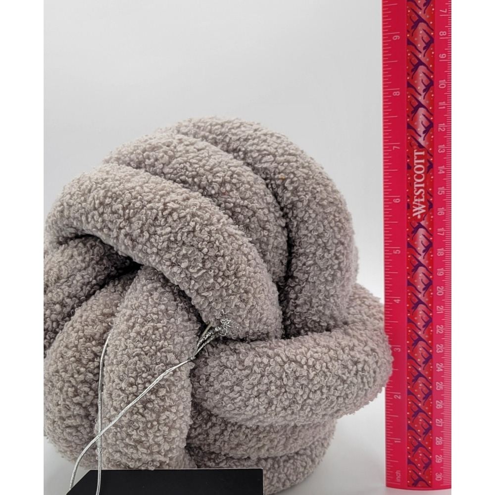 Boucle Throw Pillow Knot Ball  3:20 Life Knot Alone Gray Teddy Sherpa Decor NWT - Picture 5 of 6